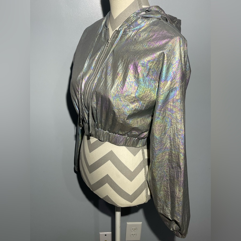 Superdown Silver Iridescent Bomber Jacket - image 2